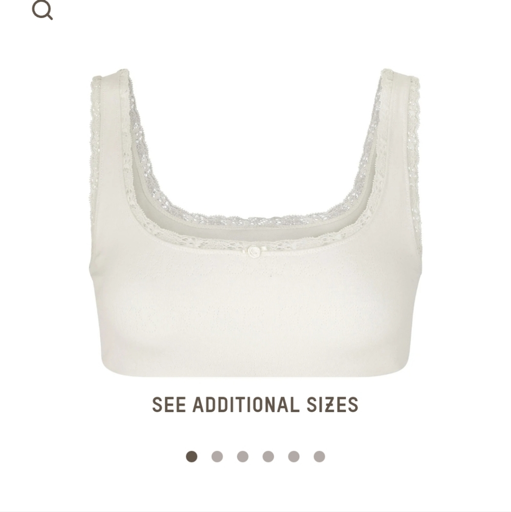 Skims Lace Pointelle Scoop Neck Bralette - Bone (L)